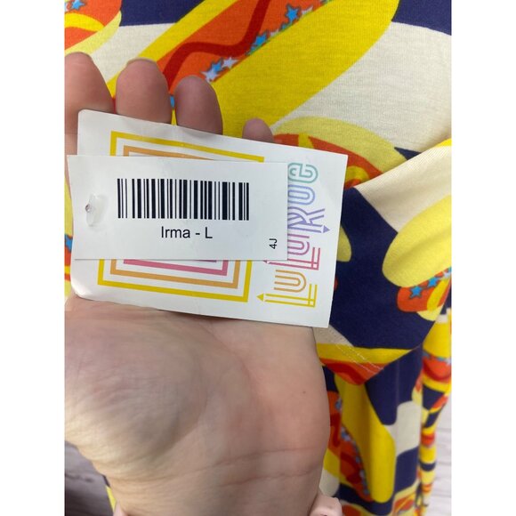 LulaRoe Hotdog Irma Hi Low Tee Women Large Casual 4th July Summer Novelty Top - Picture 6 of 7